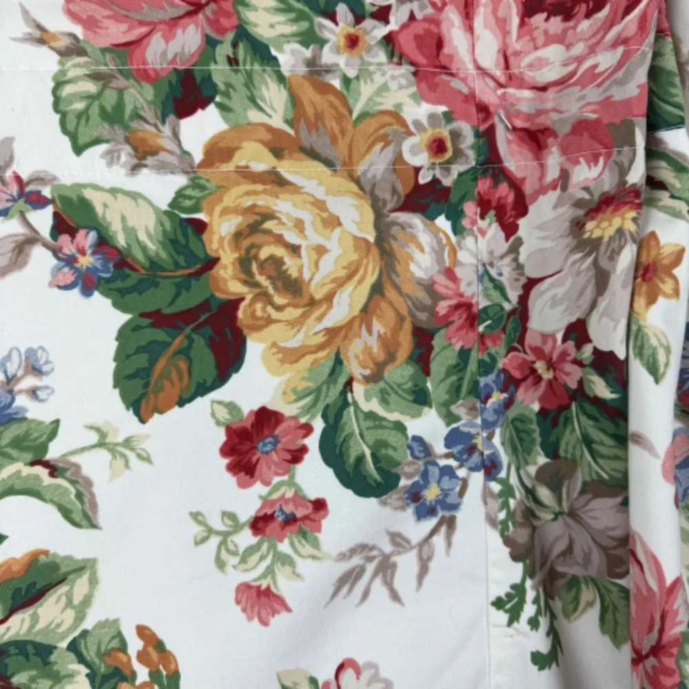 Vintage Cabbage Roses Cotton Chintz Valance Floral Decorator 2.8 yds X 20 in - Picture 5 of 13